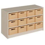 Schränke mit 12 mittleren Massivholzkästen ohne SF, 60cm hoch 